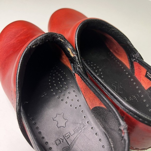 Dansko Red Leather Professional Comfort Mule Slip On Clogs Size 37 / 7 - Picture 7 of 10